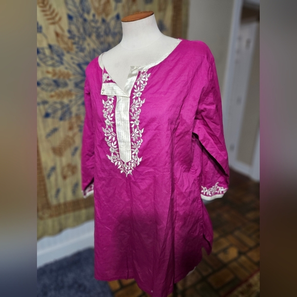 Tops - A Little Larger Magenta Indian Tunic Large